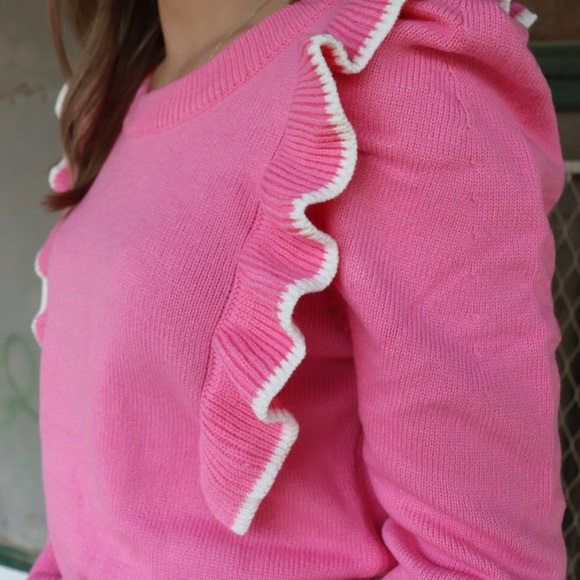 Pink Ruffle Sweater - Picture 3 of 4